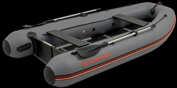 Надувний човен Колібрі КМ-360ДСЛ (Kolibri KM-360DSL) моторний кільовий фанерний пайол, темно-сіра 121587 фото
