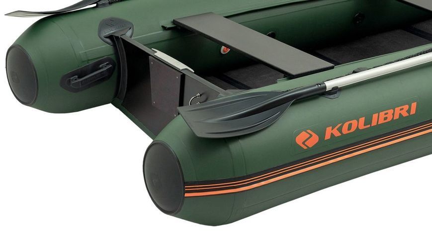 Надувная лодка Колибри КМ-280ДЛ (Kolibri KM-280DL) моторная килевая слань-книжка, зелёная 120827 фото