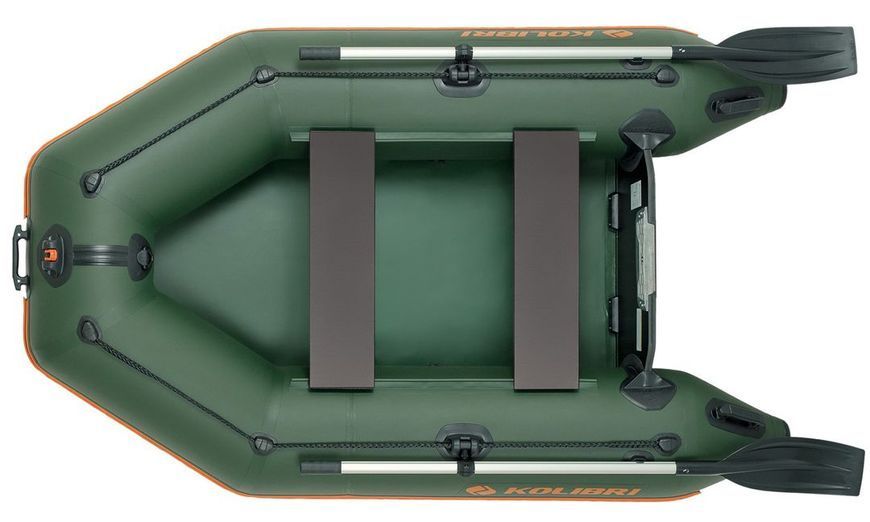 Inflatable boat Kolibri KM-245, motor, without decking, green